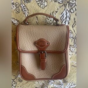 Vintage Esprit Cream and Brown Leather Satchel